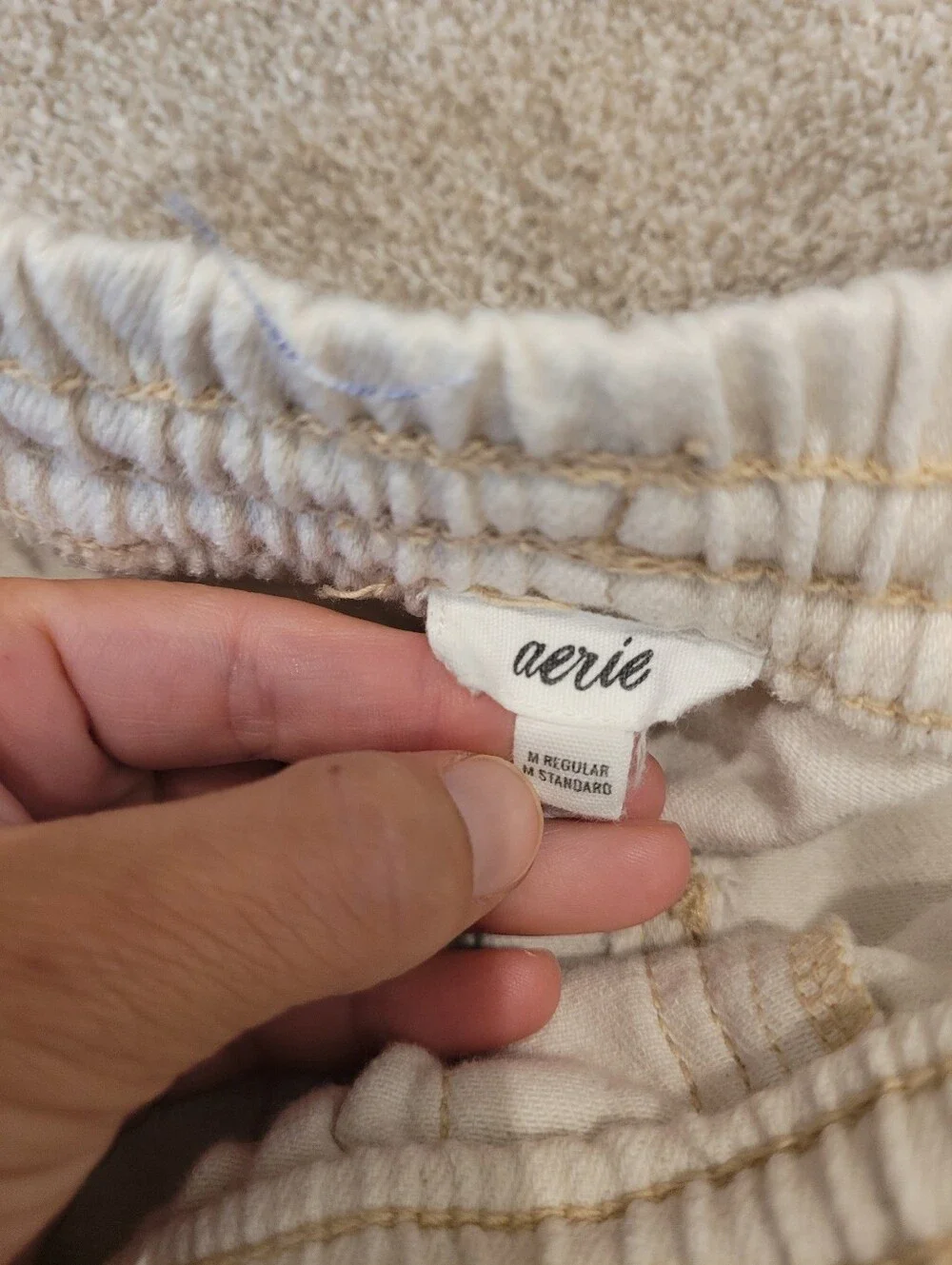 Aerie Low & Slouchy Trouser Pants Cream Size Medium